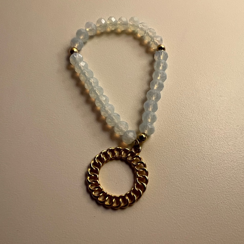 White Translucent Bracelet With Gold Charm 🆕